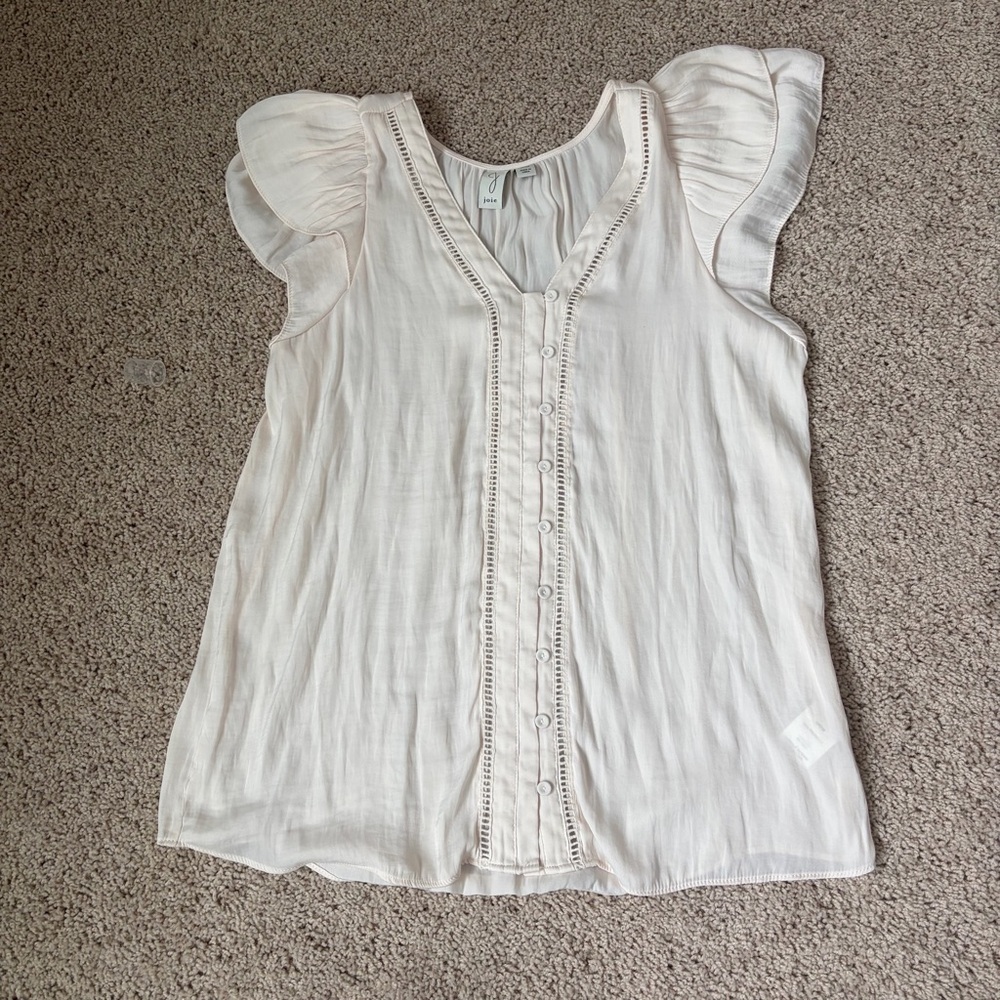 Joie Cream Ruffle Sleeve Top size m